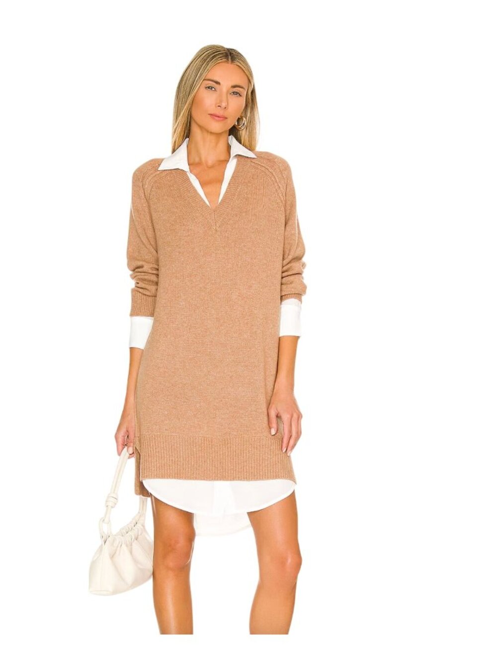 Brochu Walker Looker Vee Dress Camel white NWT - Size XS